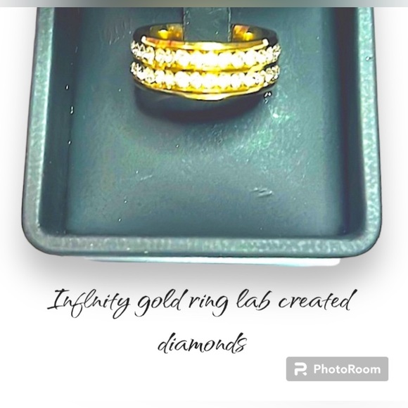 New size 8 gold tone eternity band with an entire band of lab created diamonds! - Picture 3 of 5